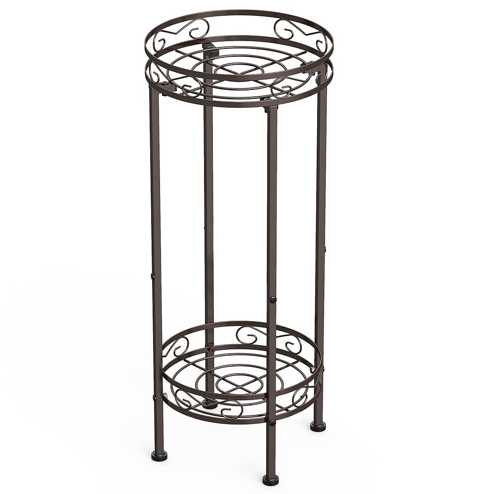Bomclap Metal Plant Stand, 70 x 30 cm Flower Stand, Plant Stand for Indoor Use, 2-Tier Tall Flower Pot Stand, Flower Pot Holder for Indoor and Outdoor Use, Bronze