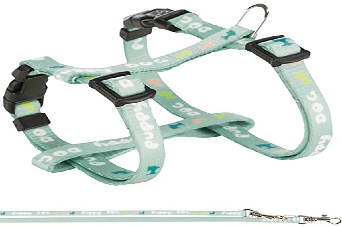 TRIXIE - Junior harness for puppies with lead Dimensions: 23-34 cm/8 mm. Green colour. - TR-15345, small/medium, mint