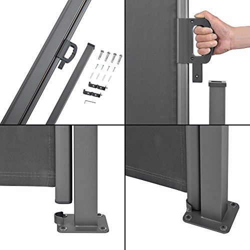 pro.tec Seitenmarkise 180 x 300 cm Anthrazit Sichtschutz Markise Sonnen- & Windschutz – Bild 6
