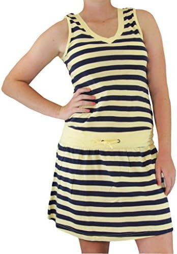 Euro Design Ladies Casual Cotton Summer Beach Cover-up Sun Dress (Small, Yellow)