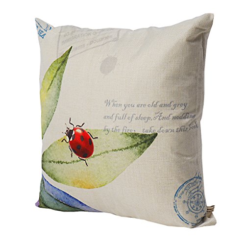 ONWAY Outdoor Garden Decoration Bee/Butterfly/Dragonfly/Ladybug Pillow Case Leaf/Lavender/Flower Decorative Throw Pillow Covers 18 x 18 Inches, Set of 4 - Thumbnail 5