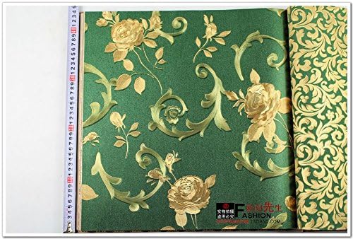 AZZJModern Chinese Garden Roses Rose Red Wallpaper Bedroom Bedroom Background Beauty Salon Wallpaper 10*0.53M,Green Background