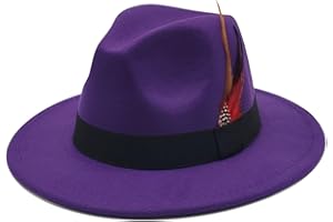 MIVBUKS Mens Fedora Hats Classic Wide Brim Fedora Hat for Women Men Dress Hats Panama Hat with Band