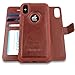 AMOVO Case for iPhone Xs/iPhone X (5.8’’) [2 in 1] iPhone Xs Wallet Case [Detachable Folio] [Vegan Leather] [Wrist Strap] iPhone X Flip Case with Gift Box Package (X/XS (5.8'') Brown)