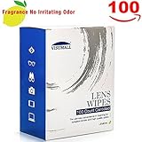 Lens Cleaning Wipes,Light Fragrance Nonirritating,Disposable,Quick Drying,Individually Wrapped,Great for Eyeglasses,Tablets,Camera Lenses,Screens,Keyboards-100 Lemon