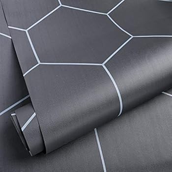 Bathroom Peel and Stick Wallpaper - Bathroom Wallpaper (Hexagon Gray) - Contact Paper or Wall Paper - Self Adhesive Wallpaper - Easily Removable Wallpaper - 23.6