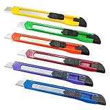 6 Pieces with 6 Colors ? Homework2 ? Utility Knife Box Cutter, Retractable Razor Knife Set with Snap Off - Auto Lock Blade