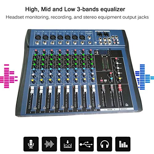 Smartlove1P CT8 8 Channel Professional Stereo Mixer Live USB Studio Audio Sound Console Network Anchor Device Vocal Effect Processor - Thumbnail 3