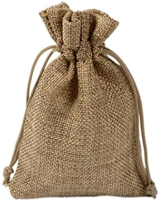 10 Pcs Burlap Bags with Drawstring, PLECUPE 15x20cm Small Multipurpose Linen Gift Bags Storage Sachet Bags Jewelry Bags Candy Bags, Jute Coin Sacks Party Favor Ornament Arts and DIY Crafts, Khaki#1