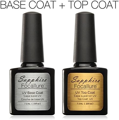 Niwota 7.3ml Sapphire Top Coat Base Coat Long Lasting Nail Polish Fashion UV Gel Polish Soak Off Nail Gel Polish (Base Coat + Top Coat)
