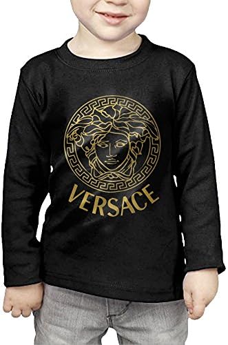 Versace Gold Logo Little Kids Long Sleeve T Shirts For Kids