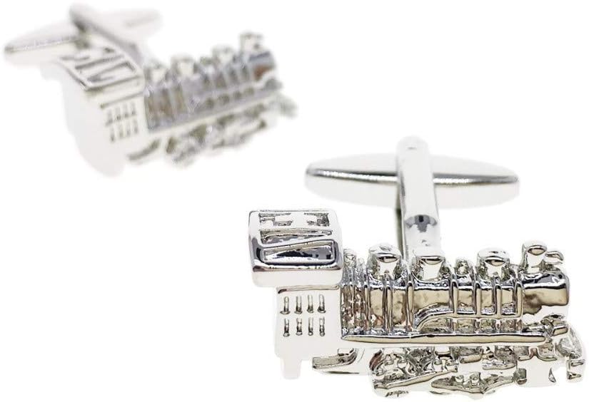 XIAMAZ Unique Shape Cufflinks Men's Train Locomotive Silver Cufflinks Shirt Cufflinks Tie Clip Men's Gift Business Accessories
