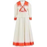 WHLVBO Women's Sailor Collar Costume Dress Victorian Edwardian Ball Gown Medieval Renaissance Dresses