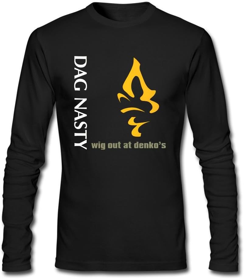 SWWM Men's Dag Nasty O Neck Long Sleeve T Shirt Black