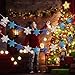 2Pack White and Blue Glitter Snowflake Banner Winter Wonderland Banner Decorations Snowflake Garland Decorations for Christmas Winter Wonderland Baby Shower Birthday Decorations