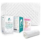 BabyMaryCo Pack N Play Waterproof Crib Mattress Pad Cover FITS ALL Mini&Foldable Mattresses Portable Cribs Dryer Safe & Hypoallergenic Soft Comfy Fitted Crib Protector-Bonus Changing Pad Liner&E-book