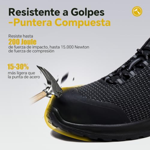 ISOOUS Zapatos de Seguridad Hombre Mujer Calzado Trabajo S3 ESD Impermeable