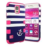 Galaxy S5 Case ,CaseLoca Hybrid Two Layers Soft TPU+Hard PC High Impact Hard Back Case Protective Cover Fit For Samsung Galaxy S5 i9600 (Navy Stripes Anchor)