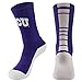 College Edition Men's Champ preformance Crew Sock, Purple/White, Large 10-13