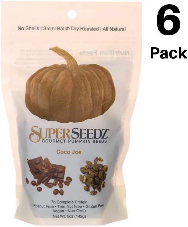 SuperSeedz Gourmet Pumpkin Seeds | Coco Joe | Vegan, Gluten Free, All Natural, Non GMO Dry Roasted Super Seeds with No Shell for Healthy Snacks + Salad Toppings | 5oz