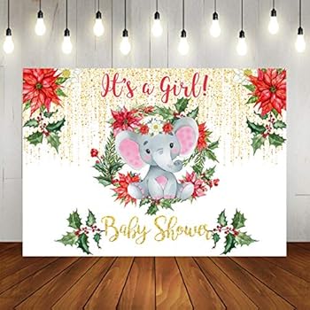 Amazon Com Winter Girl Elephant Baby Shower Photo Backdrop