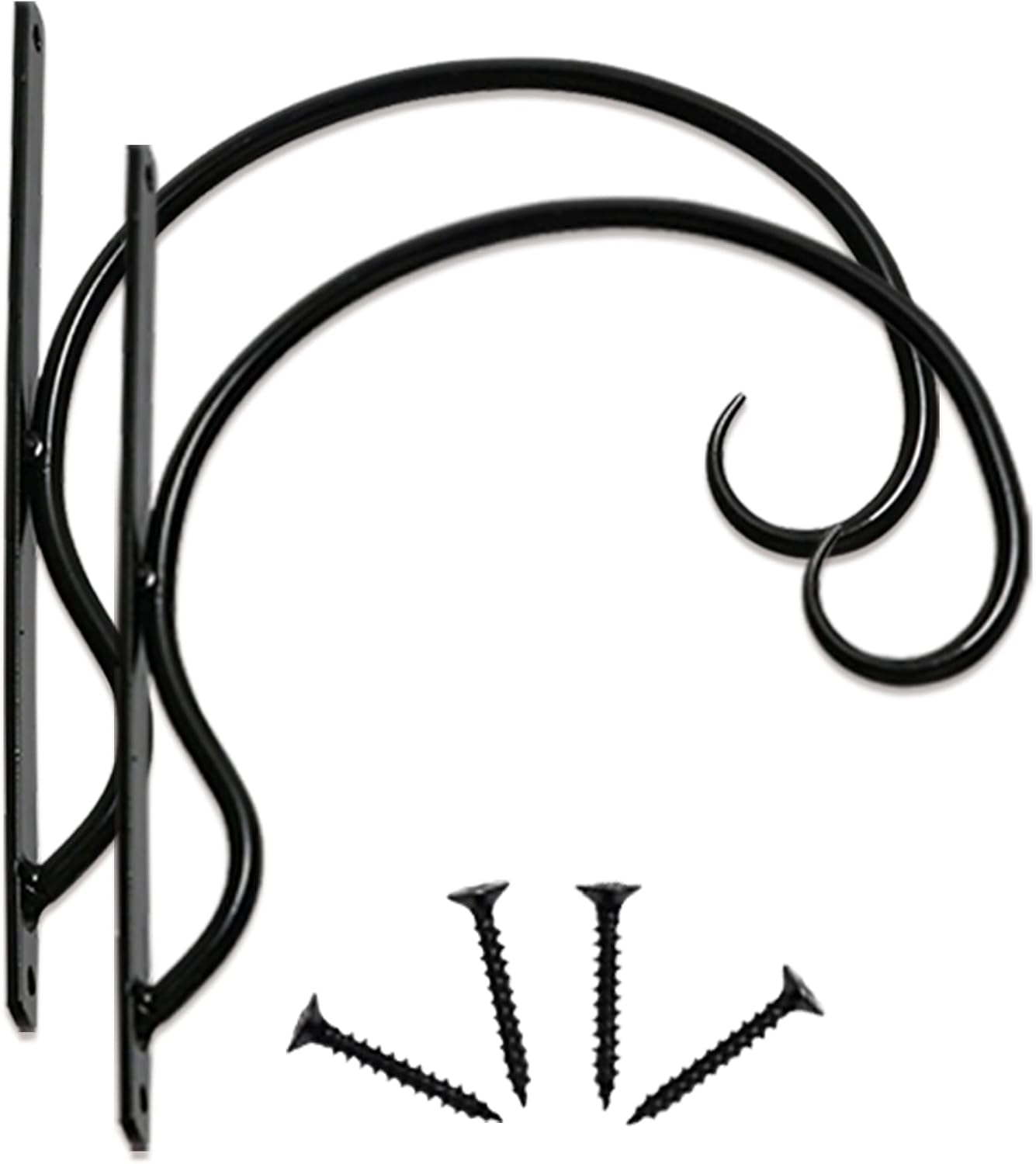Outdoor Hanging Brackets - UpBlend Outdoors 2 Pack Durable Hooks - Outdoor Hanging Brackets, Heavy Duty Wind Chime Hangers for Outside, Plant Hanger Bracket, Wrought Iron Lantern Hanger, 11x13.75 Inch
