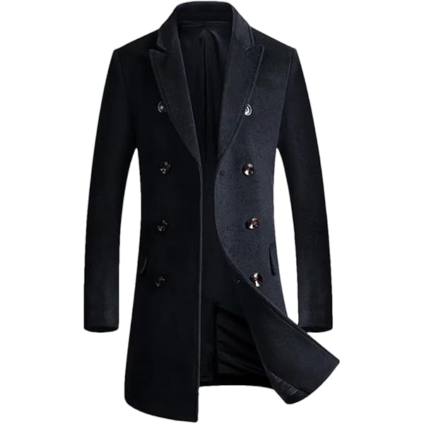 DGKaxiyaHM Men's Vintage Stylish Wool Blend Coat Thermal Double