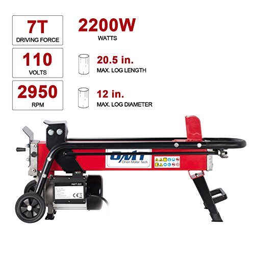 OrionMotorTech 2200W 7-Ton Electric Log Splitter, Powerful 2 HP Kindling Firewood Cutter with Mobile Wheels - Thumbnail 3
