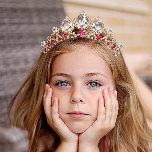 Bejeweled Headband for Girls Women Princess Colorful Birthday Party Hair Band Crystal Wedding Tiara Crown (Multi-Color)