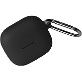Geiomoo Silicone Case for Baseus Bass BP1 NC, Soft Flexible Scratch Resistant Protective Cover with Carabiner (Black)