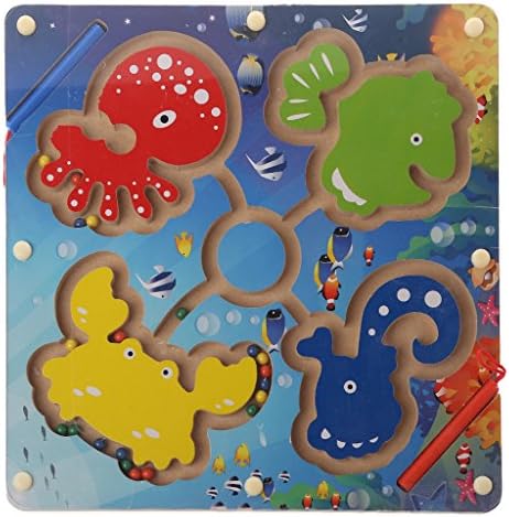 CHONE Magnetic Maze Game, Ocean Wooden Pen Maze Beads Game Labyrinth, Cultivating Kids Operational Ability &amp; Thinking - Kids Learning Educational Toys