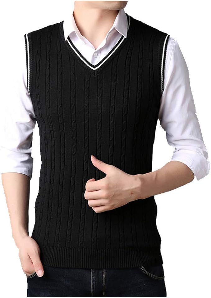Men Vest Sleeveless Shirt Knitted Men Slim Fit VNeck Amazon.co.uk