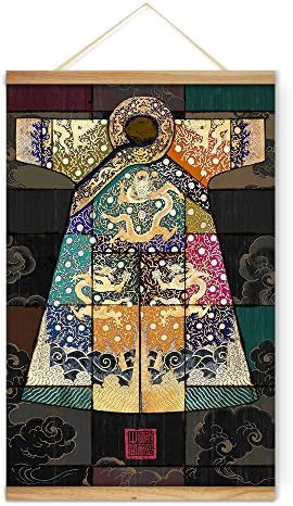 ARTGOW Colorful Ancient Chinese King Dragon Clouds Clothes Decoration Wall Art Pictures Canvas Wooden Scroll Paintings Print For Living Room