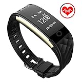 Toprime Fitness Tracker, Waterproof Heart Rate Monitor Sleeping Activity Tracker Sport Watch for Swimming Running, Pedometer for iPhone and Android Smartphones - Black
