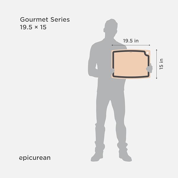 EPICUREAN GOURMET SERIES CUTTING BOARD WITH JUICE GROOVE, 19.5-INCH BY 15-INCH, NATURAL/SLATE