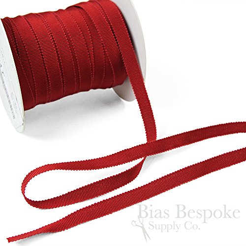 3 Yards of Vera 3/8' Cotton & Viscose Petersham Grosgrain Ribbon, Ruby Red, Made in Italy
