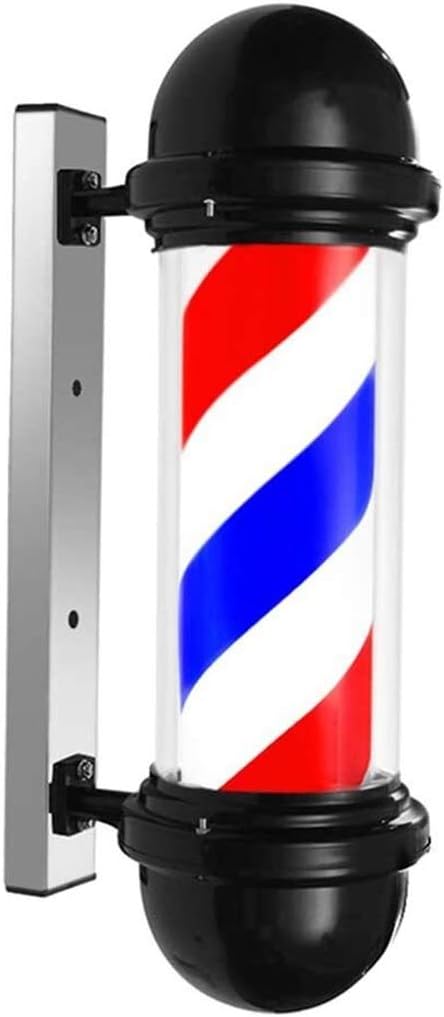QIENON 19'' LED Wall Mountable Barber Pole Rotating Barber Pole Light Red White Blue Stripes Hairdressing Salon Shop Sign Lamp 0323: Home & Kitchen