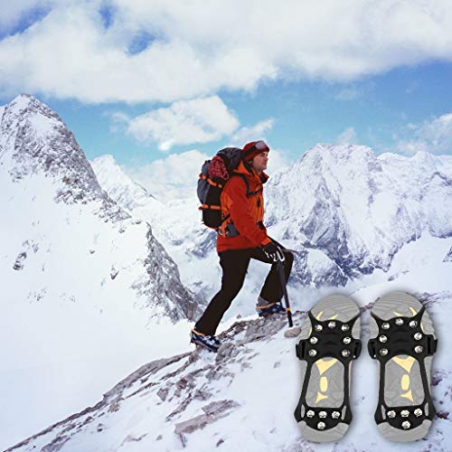 Pausseo Silicone Shoe Cover, Women Men Unisex Winter Ourdoor Sports Solid Color Lady Male Boys Girls Non-Slip Snow Cleats Shoes Boots Cover Step Ice Spikes Grips Crampons for Hiking - Thumbnail 2