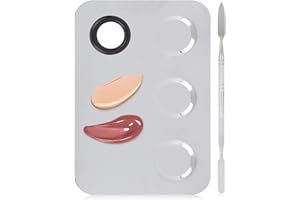 Makeup Mixing Palette, Small Stainless Steel Rectangle Shape Foundation Mixing Plate Tools with Spatula Nail Art Palette for 