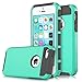 ULAK iPhone 5S Case, iPhone 5 Case, iPhone SE Case,Slim Fit Dual Layer Protection Case Shock Absorbing Hard Rugged Ultra Protective Back Rubber Cover with Impact Protection (Mint+Gray)