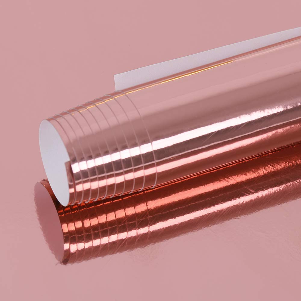 AutoGoody Rose Gold Chrome Mirror Vinyl Wrap Roll – Stretchable & Reflective (Choose Size)