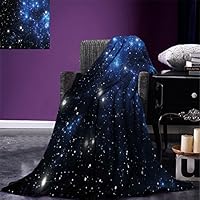 smallbeefly Constellation Throw Blanket Outer Space Star Nebula Astral Cluster Astronomy Theme Galaxy Mystery Warm Microfiber All Season Blanket for Bed or Couch Blue Black White