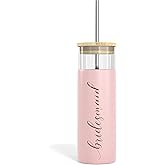 Bride to Be Iced Coffee Tumbler with Bamboo Lids and Straws | 20 oz Mason Jar Cups & Iced Coffee Cup | Bridesmaid Proposal Gifts, Bridal Shower, Bachelorette Party Supplies & Bride Tribe - Bridesmaid