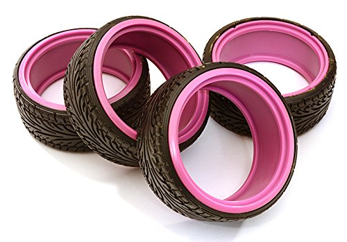 Integy RC Model Hop-ups OBM-1460PINK Replacement Drift Tire Set (4) for C24791 thru C24798 Type Alloy Wheel