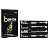 Natural Bamboo Charcoal Toothbrush - 100% Biodegradable Eco Friendly Organic - W/ Soft Bristles for Sensitive Teeth Gums 4 Pack Bamboo Backwoods