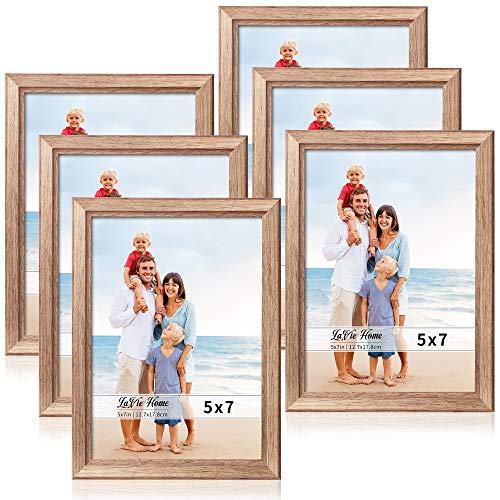 image for LaVie Home 5x7 Picture Frames (6 Pack, Weathered Oak Stain finifsh) Si