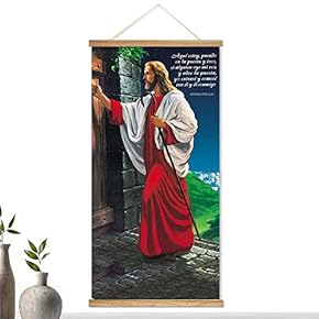 Hanging Poster NO Magnetic Wooden Framed, Religion Wall Art Home Wall Canvas Prints Decoration Ready to Hang - 18"x36"
