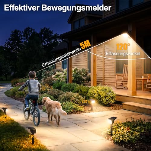 SUNNMO Solar Lights for Outdoor Use with Motion Sensor, Solar Lights Garden 104 LED 3 Modes Weatherproof IP65 Waterproof Solar Garden Lights Solar Spotlight for Outdoor Garden Very Bright Warm White