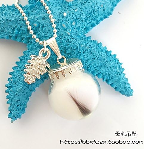 TTKOPT breast self necklace pendant ball diy milk collection commemorative souvenir pendants (breast milk falling - ball - pine cones silver mo