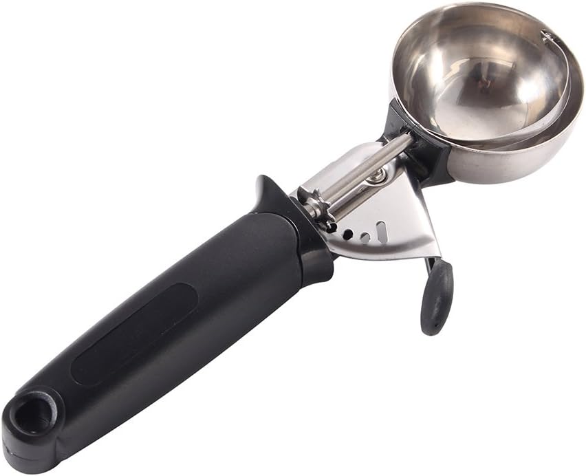 WBSEos Ice Cream Scoop Stainless Steel Cookie Scoop with Trigger Lever(black)